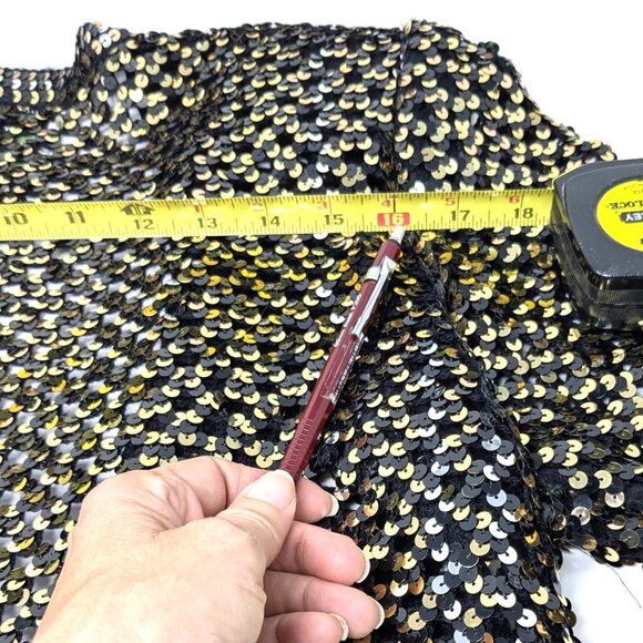 70s Sequin Crochet Cardigan Party Collectibles Size 10 Gold Silver Disco - Picture 16 of 16